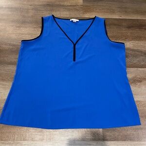 Calvin Klein Blue Sleeveless Top with Black Trim - XL